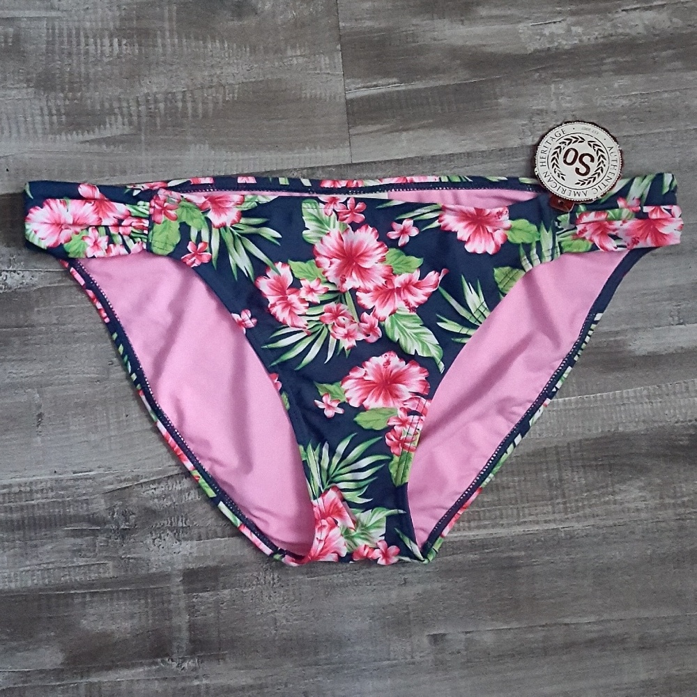 SO Floral Hipster Bikini Swim Bottom Ruched New